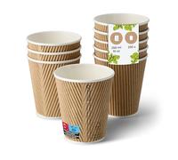 BIOZOYG Vasos de cartón 250 unidades 250 ml / 10 oz, 90 mm, marrón - Vasos para bebidas calientes - Vasos de cartón para café para llevar - Vasos desechables, alternativa a los vasos de poliestireno