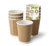 BIOZOYG Vasos de cartón 50 unidades 300 ml / 12 oz, 90 mm, marrón - Vasos para bebidas calientes - Vasos de cartón para café para llevar - Vasos desechables, alternativa a los vasos de poliestireno