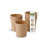BIOZOYG Vasos de papel biológico, vasos de cartón kraft marrón, vasos compostables, vasos para sopa, vasos para helados, de cartón, 25 vasos desechables orgánicos, biodegradables, 400 ml
