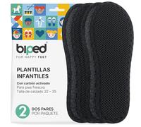 biped 2 pares de plantillas infantiles con carbón activo - Frescura higiénica para zapatillas, botas de goma y todo tipo de calzado - Plantillas lavables contra el mal olor z2769(35)