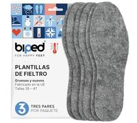 biped 3 pares de plantillas de fieltro - Plantillas extra gruesas de fieltro resistente - Plantillas térmicas para el invierno z1014(35)