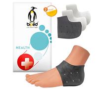 biped HEALTH 2 pares de taloneras de gel para el dolor de pies - taloneras de silicona para piel agrietada, espolones calcáneos y dolor del tendón de Aquiles z2800 (negro/transparente)