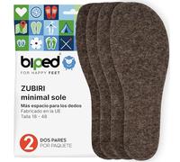 biped minimal sole ZUBIRI - 2 pares de plantillas para zapatos barefoot - plantillas de fieltro de lana auténtica - se adaptan a calzado minimalista para adultos y niños(44)