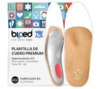 biped plantillas premium mini 2/3 de piel auténtica - plantillas ortopédicas con soporte plantar, almohadilla metatarsal y talonera - bienestar y comodidad para pies cansados z2225(45)
