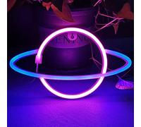 Bipily Luces de neón Señales de Planeta LED Luz de pared Decoración de habitación Luces nocturnas Funciona con batería y USB para niños Habitación de bebé Manguera Bar Decoración de fiesta de boda