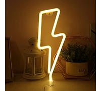 Bipily Luz de letrero de neón con forma de rayo LED, luces decorativas artísticas, decoración de pared para habitación de bebé, suministros para fiestas de bodas y Navidad-YELLOW Lightning