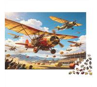 Biplano clásico Espectáculo aéreo Puzzle de 1000 Piezas Papel para Adultos Escena de Vuelo histórico Juego de Puzzle 1000 Piezas Familia Relajante Decoración Regalo 38x26cm/1000pcs