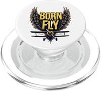 Biplano Retro de Aventura Nacido para Volar, atrevidos Amantes de la aviación PopSockets PopGrip para MagSafe