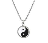 Biplut Juego de 7 piezas de joyería, Tai Chi Yin Yang para hombres y mujeres, pulsera trenzada hecha a mano ajustable + anillo de reloj de dedo + 2 collares para parejas + 1 par de aretes de gota +