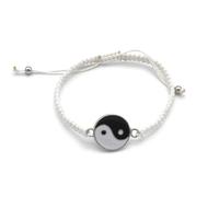 Biplut Juego de 7 piezas de joyería, Tai Chi Yin Yang para hombres y mujeres, pulsera trenzada hecha a mano ajustable + anillo de reloj de dedo + 2 collares para parejas + 1 par de aretes de gota +