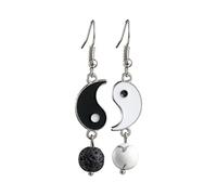 Biplut Juego de 7 piezas de joyería, Tai Chi Yin Yang para hombres y mujeres, pulsera trenzada hecha a mano ajustable + anillo de reloj de dedo + 2 collares para parejas + 1 par de aretes de gota +