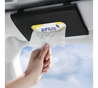 BIPROS - Portapañuelos de coche para visera, con pañuelos faciales con loción incluidos, negro.