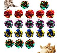 BIPY 20 bolas arrugadas juguete para gatos brillante Mylar arrugado juguetes para gatos, bola colorida para interiores, gatito interactivo, persecución, masticar, bolas de aluminio, juguete para