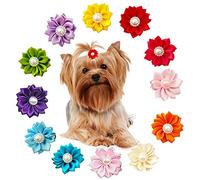 BIPY 20 piezas collar de flores para perros arcos, cachorros, collar de gatos, accesorios ajustables, diapositivas desmontable accesorio de aseo para disfraz de cumpleaños boda festival