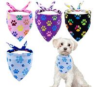 BIPY 4 pañuelos para perros con patrón de patas, bufanda triangular para cachorros, bufandas diarias suaves para perros pequeños y medianos, gatos, conejos, conejos, gatitos, lavables y ajustables