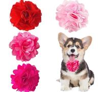 BIPY Collar para perros pequeños, flores, lazos, cachorros, gatos, collar floral, accesorios deslizables, accesorio de aseo desmontable para disfraz, cumpleaños, boda, festival, 4 Count (Pack of 1