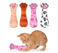 BIPY Paquete de 4 juguetes de hierba gatera para gatos, juguetes interactivos para masticar, juguetes de felpa suave para gatitos, jugar a masticar, limpiar los dientes