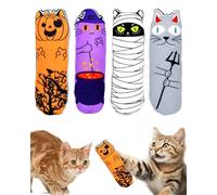 BIPY Paquete de 4 juguetes de hierba gatera para gatos, juguetes interactivos para masticar, juguetes de peluche suave para gatitos, jugar a masticar y limpiar los dientes