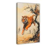BIQHTGA Póster artístico de tigre de Furia en sombras, póster de lienzo para decoración de dormitorio, oficina, habitación, regalo, 20 x 30 cm