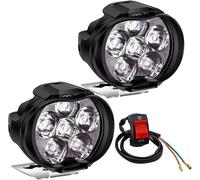 Biqing 1 par de luces antiniebla de motocicleta de 6 LED, faros de motocicleta de 10 W 12 V 24 V, luz de punto LED para moto, luces auxiliares delanteras con interruptor