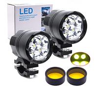 Biqing 1 Par Faros Delanteras de Motocicleta con Lente de Cubierta Ámbar,6LEDs 60W Faros de Antiniebla Moto Universal 12V 24V Faro Auxiliares Moto 6000LM Impermeable IP67(Blanco)