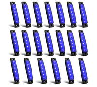 Biqing 20 X Luces de marcador lateral de LED Azul,Indicadores de posición 12V Impermeable Lámparas laterales led para camión remolque Lorry Cab Bus Barco Tractor autocaravana