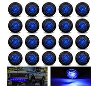 Biqing 20 X Luz lateral del camión LED Azul,3/4" Luz de marcador del camión LED Ronda Marcador lateral luz 12V/24V Impermeable para Remolque,Camión Luces Posicion