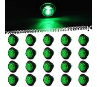 Biqing 20 X Luz lateral del camión LED Verde,3/4" Luz de marcador del camión LED Ronda Marcador lateral luz 12V/24V Impermeable para Remolque,Camión Luces Posicion