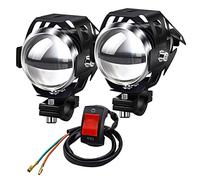 Biqing 2PCS Faros delanteros para motocicleta, U5 faros auxiliares de moto, 125W 3000LM Focos Antinieblas Luces Moto Led Con interruptor universal