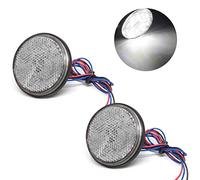 Biqing 2PCS Luces Traseras Redondas,24V Luz Indicadora de Marcador Lámpara Cola De Camión Luz de Freno LED Reflector Redondo Indicador Luminoso Con Haz Alto/Bajo para Camión Motocicletas Auto(Blanco)