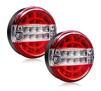 Biqing 2PCS Piloto Trasero LED 12V,5.5 Inch Redondo Hamburguesa Luz Trasera Impermeable Indicador de parada Lámpara para Camión,Caravana,Furgoneta,Tractor (Rojo&Blanco)