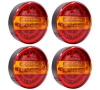 Biqing 2PCS Piloto Trasero LED 12V,5.5 Inch Redondo Hamburguesa Luz Trasera Impermeable Indicador de parada Lámpara para Camión,Caravana,Furgoneta,Tractor (Rojo&Amarillo-4X)