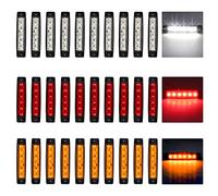 Biqing 30PCS 24V Luces de Posición Lateral,Universal 6LED Luces Laterales del Marcador 3.8" Luz de Gálibo Luz de Advertencia Indicadores Impermeable (Ámbar+Rojo+Blanc)