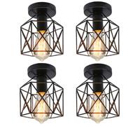 Biqing 4 Piezas Vintage Lámpara de techo,Industrial Luz de techo Metal iluminación Rústico Montaje empotrado Lámpara de techo Lámpara de E26/E27 Para Pasillo Porche Dormitorio Sala Cafetería Bar.