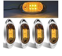 Biqing 4pcs 6-LED luces de plantilla laterales LED ámbar, 3,8 pulgadas, 12 V, 24 V, luces de plantilla LED traseras delanteras indicadores, luces laterales con bisel cromado para camiones remolques