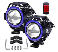 Biqing Faro Adicional para Moto, U7 Faros de Motocicleta Luces de Niebla12V 24V Luces de Delantera de Motocicleta Con interruptor Impermeable 1 Modo para Moto Quad Scooter(Azul)