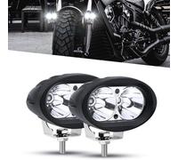 Biqing Faros Auxiliares de Moto,20W Faros Antiniebla Moto LED Foco Luces de trabajo Luz delantera auxiliar 12V/24V para Motocicletas Bicicletas Coches Camiones Barco Con Blanco Angel Eyes