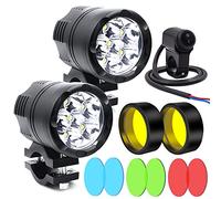 Biqing Faros de Motocicleta Luces de Niebla Kit,Universal Faros Auxiliares de Moto 12V/24V Luz Antiniebla Motos+ Interruptor Moto+Lente de Cubierta 4 Colores