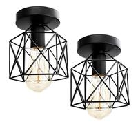 Biqing Lamparas Techo Vintage, Industrial Luz de techo Metal iluminación Rústico Montaje empotrado Lámpara de techo Lámpara de E26/E27 Para Pasillo Porche Dormitorio Sala Cafetería Bar. (negro2)