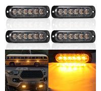 Biqing Luz estroboscópica de emergencia 6 ledes, luz intermitente de advertencia, luz de advertencia lateral universal para vehículos de 12 a 24 V, camión, remolque, caravana, ámbar (paquete de 4)