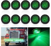Biqing Luz lateral del camión LED, 3/4" Luz de marcador del camión LED Ronda Marcador lateral luz Verde 12V/24V Impermeable para Remolque,Camión Luces Posicion(10 Pcs)