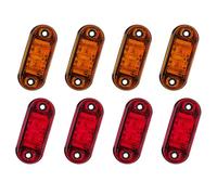 Biqing Luz lateral del camión LED, Oval Lateral Marcador Luz Lámpara Impermeable 12V / 24V Universal para Camión remolque RV (Rojo+Amarillo-8X)