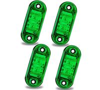 Biqing Luz lateral del camión LED,oval Lateral Marcador Luz Lámpara Verde Impermeable 12V / 24V Universal para Camión remolque RV (4 Pcs)