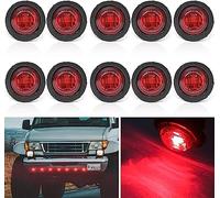 Biqing Luz lateral del camión LED,YuanGu 3/4" Luz de Marcador del camión LED Ronda Marcador lateral luz Rojo 12V/24V Impermeable para Remolque,Camión Luces Posicion(10 Pcs)