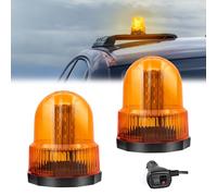Biqiure 2 in 1 - Faros LED magnéticos de 12 V/24 V, 40 LED, giratorios, color naranja con 7 modos de advertencia estroboscópica de emergencia, parpadeo, recuperación flash con toma de encendedor