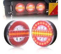 Biqiure 2PCS Pilotos Traseros de Remolque Redondos Led Impermeable,12V 24V Luces Traseros Led para Remolque Luz de Freno de Camión/Indicador de Señal de giro dinámico/Luz de marcha atrás