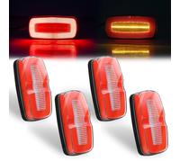 Biqiure 4PCS Luces de Posición Laterales LED 12V 24V Marcador de RV Luz trasera delantera indicadores de posición Función de dirección dinámica para Caravana Camper Van Camión (Modelo B-Rojo)
