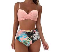 Biquini Partes De Abajo De Traje Baño para Mujer Ropa Playa Mujer Braguitas Bikini Estilo Boho para La Playa Cuello En V Conjunto Bikini Acolchado Push Up Traje Baño 2 Piezas