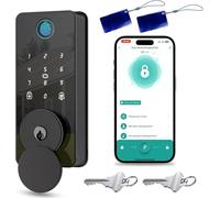 Biquole Cerradura inteligente para puerta delantera, cerradura de puerta de entrada sin llave con teclado, cerraduras electrónicas digitales con huella dactilar, control de aplicación por Bluetooth