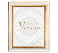 BIRAPA Marco de fotos dorado Vienna 35 x 45 cm - Marco de fotos vintage en color blanco y dorado, marco de fotos de madera con moldura interior y exterior, marco de fotos
